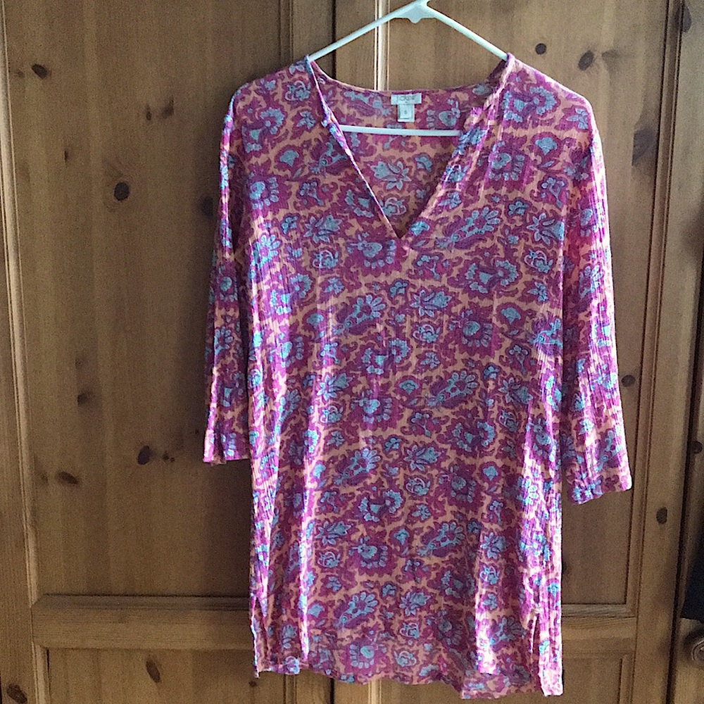 J. Crew floral pink tunic